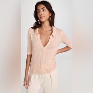 We The Free Peach Ribbed Top